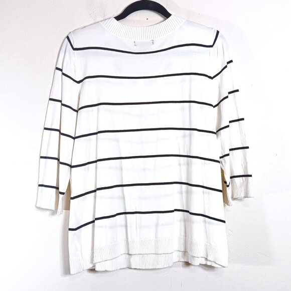 Designers Originals Knit Sweater Women’s XL White Black Stripe Ribbon Bow 90s - Picture 4 of 5